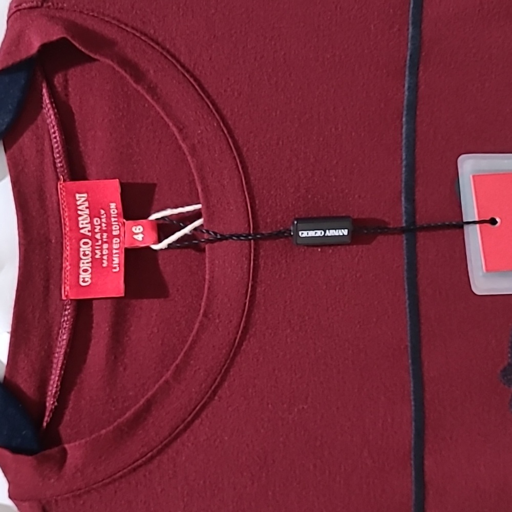 NWT Giorgio Armani Milano Limited Edition Men's T-Shirt Size: 46 S Small Maroon - Picture 7 of 12